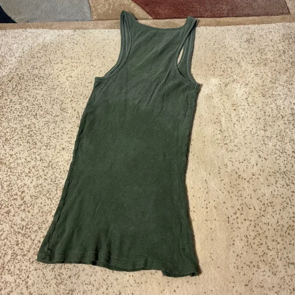 Y2K Abercrombie‎ & Fitch Green Ribbed Beaded Scoop Neck Tank Top Womens M - Image 5