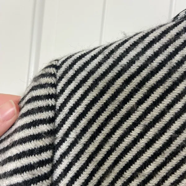 Jones New York women’s black white striped single button‎ lined wool blend coat - Image 8