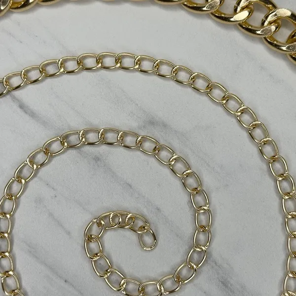 Womens Chunky Gold Tone Metal Chain Link Belt Adjustable Y2K OS ✨ - Image 8