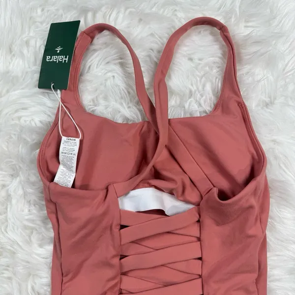 Halara Crisscross Backless Built In Bra Tank Top Blooming Dahlia Size XXS - Image 6