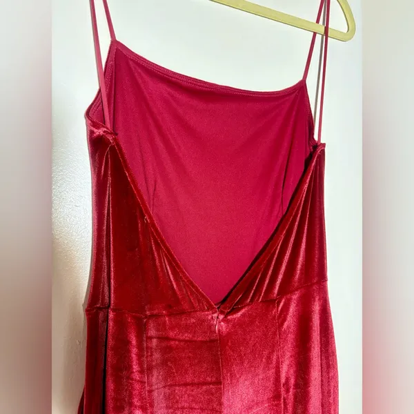 LULUS Hopeful Heart Red Velvet Backless Wide-Leg Jumpsuit - Image 7