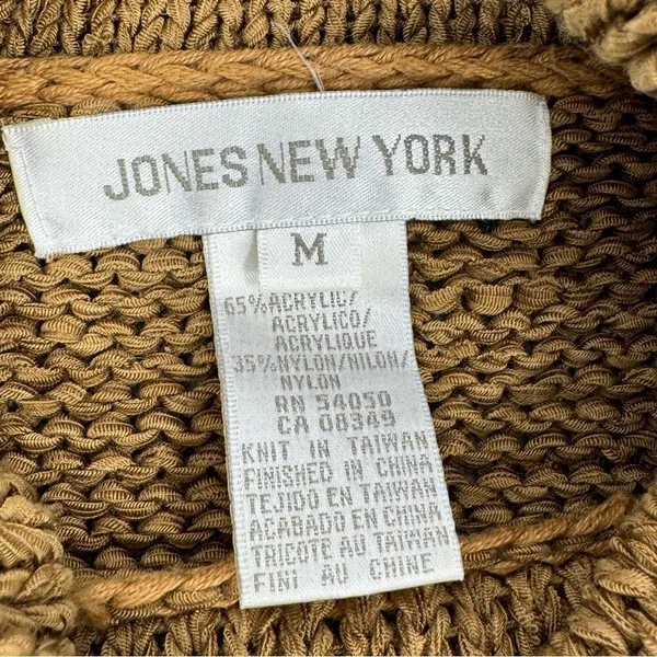 Jones New York Sleeveless Nylon Knit Turtleneck Sweater Tan Medium‎ Preppy - Image 10