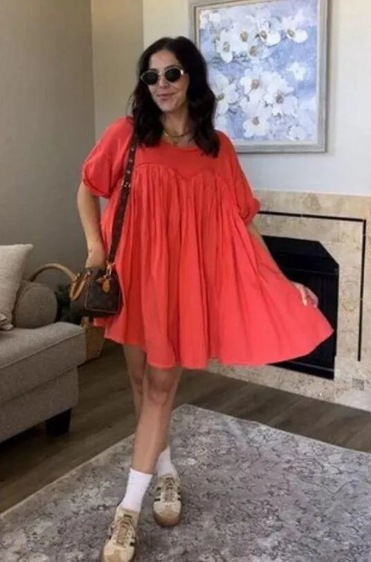 FREE PEOPLE Catalina Mixed Media Minidress in Radiant Watermelon Size X-Small - Image 3