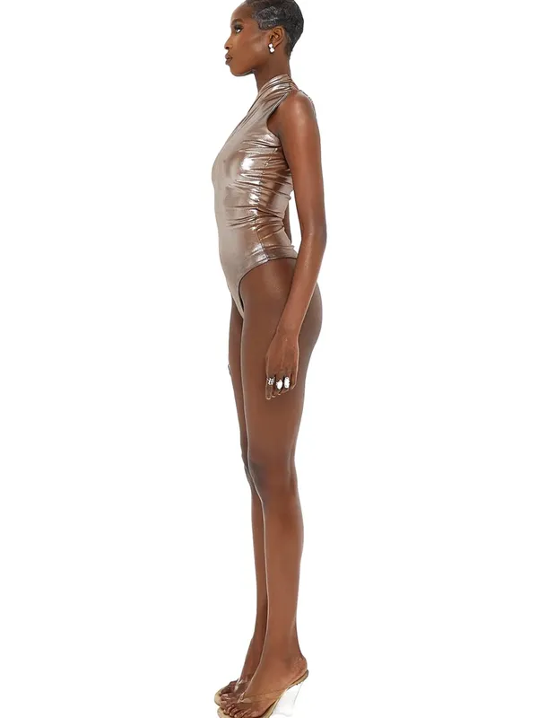 Coucoo Jani Bodysuit Metallic Lucky Penny One Shoulder‎ Women’s Size XS - Image 2
