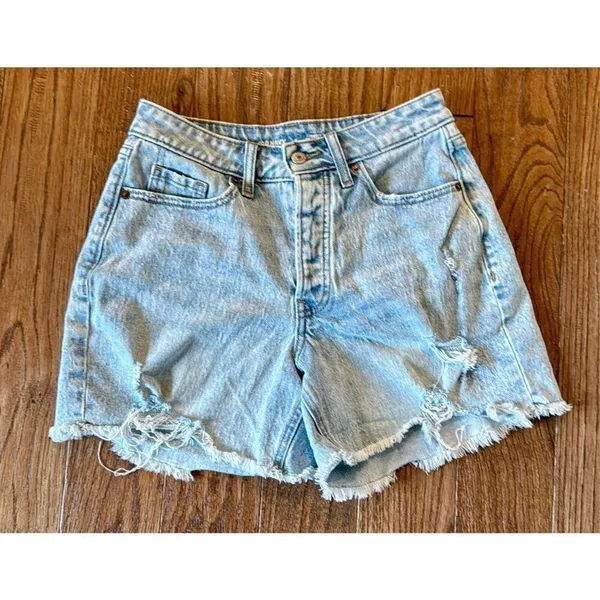 Old Navy high rise curvy og straight button fly distressed shorts 4 - Image 11