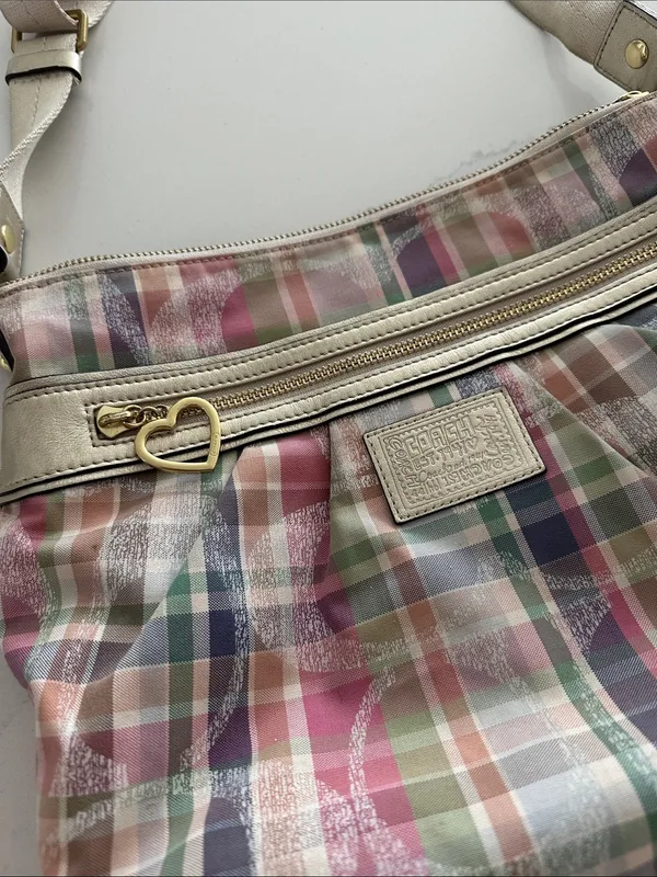 Vintage Coach Plaid Signature C Optic Canvas Shoulder/Crossbody Bag - Image 2