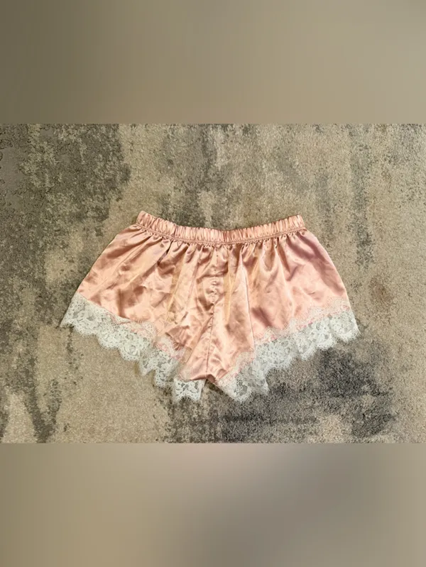 Women's Zramiwo Pink Satin Lace Sleep Shorts - Image 4