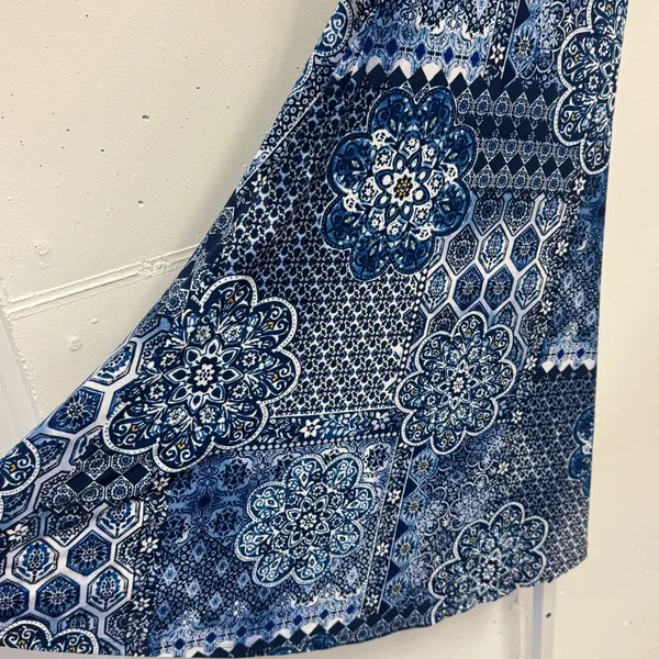 Anne Klein Blue White Patchwork Tile Mosaic Print Sleeveless Shift Dress Size 12 - Image 4