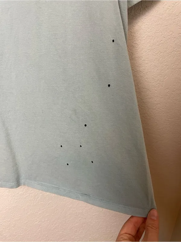 Vici Oversized Distressed Washed Cotton Crewneck Tee in Blue Sage Green Size M/L - Image 3