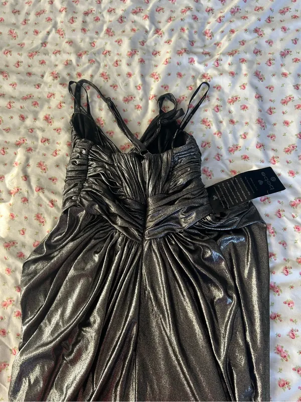 bebe Black Metallic Cocktail Dress - Image 3