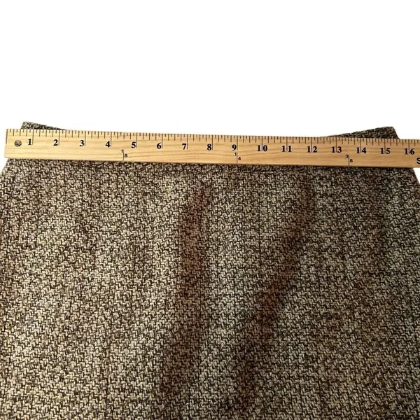 Ann Taylor Loft Women Tweed Texture Flounce Skirt Brown Floral Hem Accent Size 8 Wool Blend - Image 9