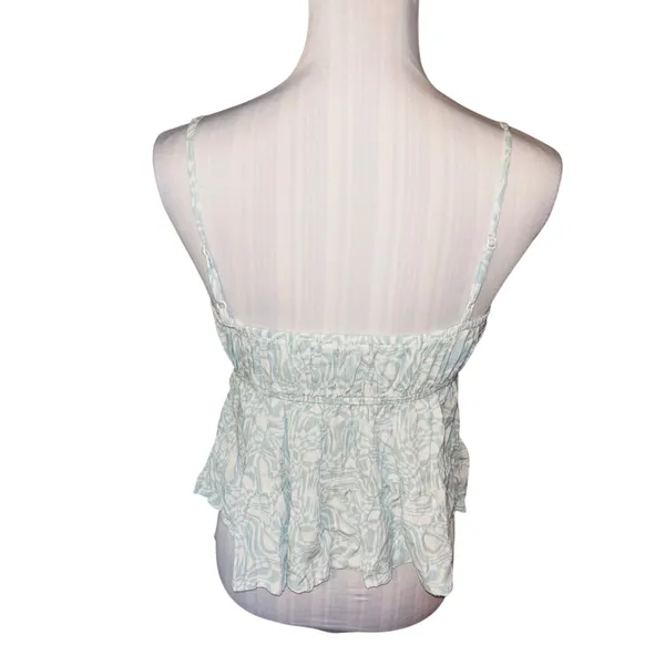 American Eagle Green & White Floral Print Summer Blouse Size S - Image 2