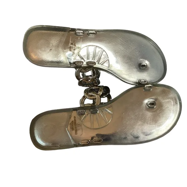 NWOT Casual Toe Loop Detailing Jelly Slippers Gold Size 8 - Image 7