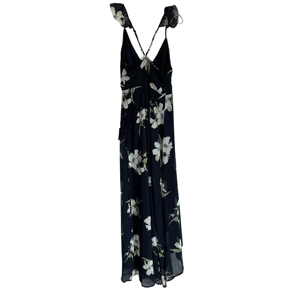 Lulus All Mine Navy Blue Floral Print High-Low‎ Wrap Dress M 65229 NWT - Image 12