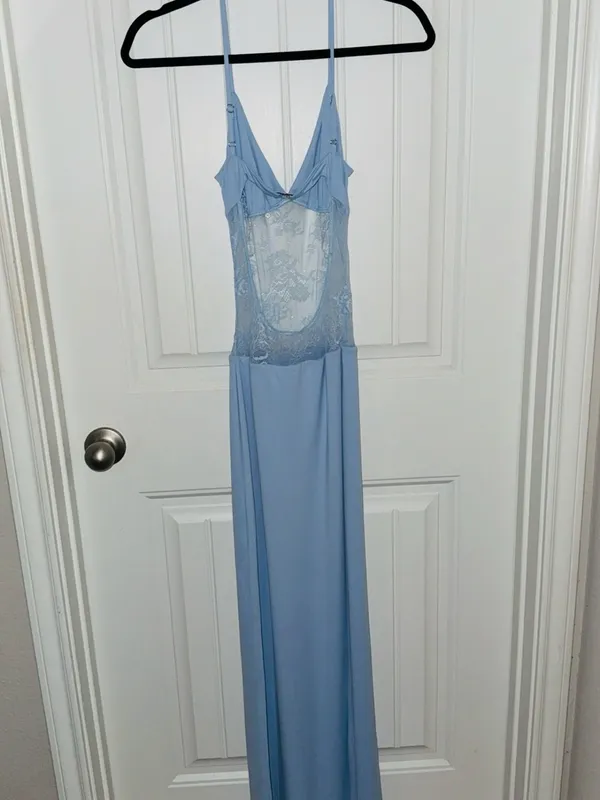 Peppermayo Sky-Blue Lace-Trim Maxi Dress - Image 4