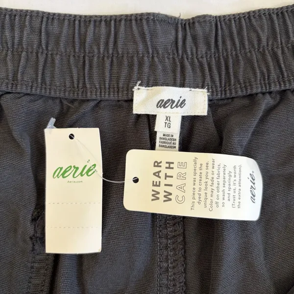 Aerie Charcoal Grey Cotton Lyocell High Waisted Shorts‎ XL Momcore Minimalist - Image 3