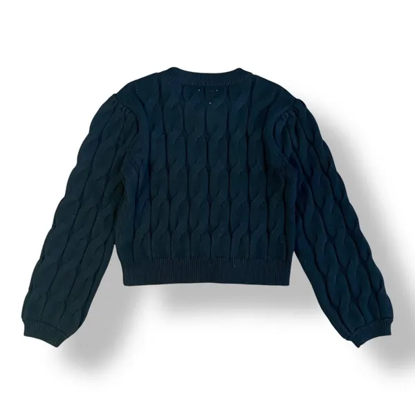 Lola Pearl Neck Cropped Sweater Womens‎ Size L Black Preppy - Image 5