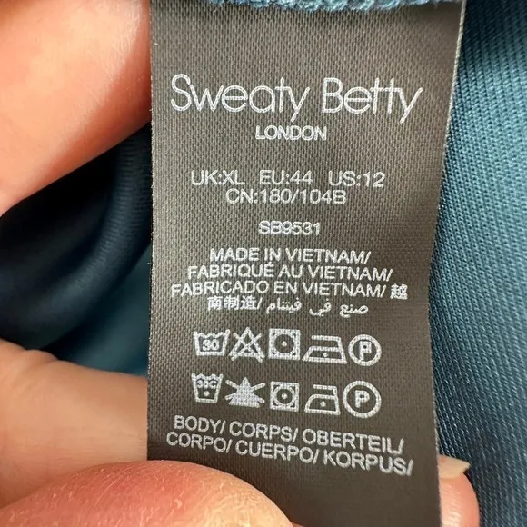 Sweaty‎ Betty Quarter Zip Sweatshirt Athleisure Comfort Travel Comfort Teal Blue - Image 8