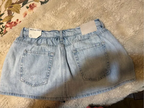 NWT We The Free Light Blue Denim Mini Skort - Image 3