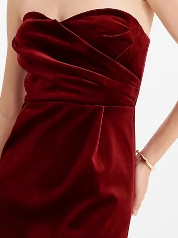 NWT Express Velvet Strapless Sweetheart Neckline Dress in Deep Burgundy Size L - Image 3