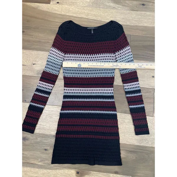 White House Black Market Black Striped Sweater Dress Long Sleeve Size M - Image 6