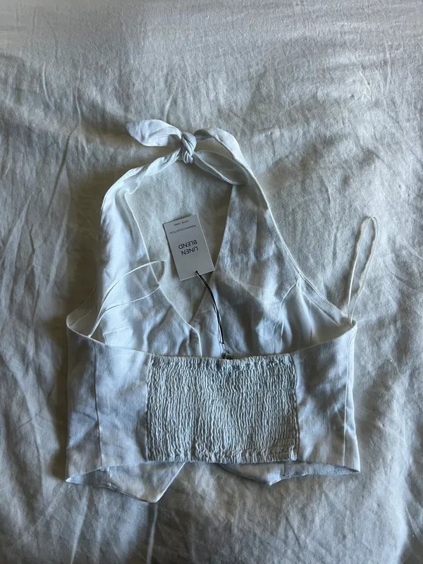 White Linen Halter Top Size M - Image 2