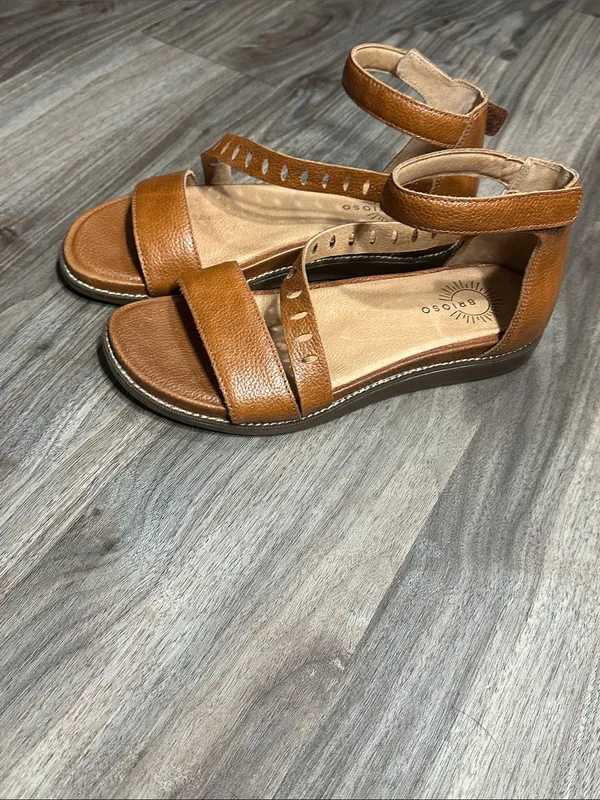 BRIOSO Tan Leather Ankle-Strap Comfort Sandals - Image 4