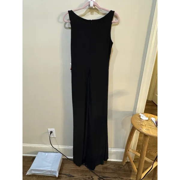 MAC DUGGAL 26513 FAUX WRAP SLEEVELESS V-NECK BLACK GOWN Size 8 - Image 3