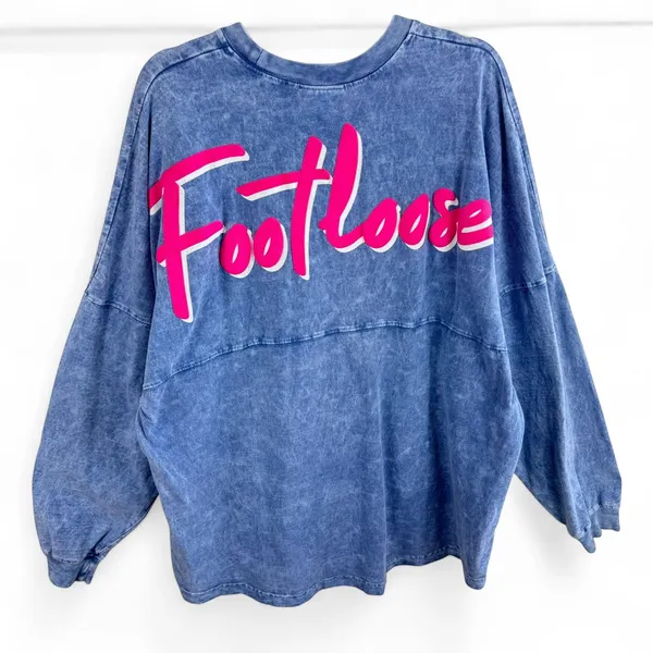 Spirit Jersey Footloose Acid Wash Blue Pink Puff Print Oversized Shirt XL Womens - Image 2
