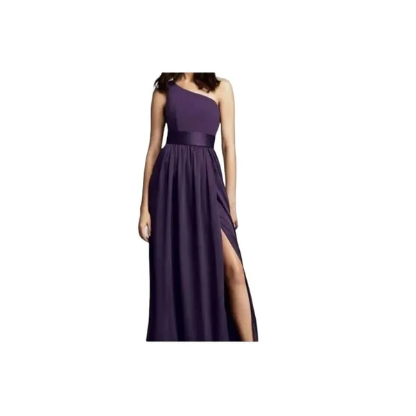 White by Vera Wang One Shoulder Maxi Dress Purple 0 Bridesmaid Formal‎ Evening - Image 10