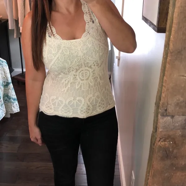 FLYING Tomato medium cream lace summer blouse - Image 3