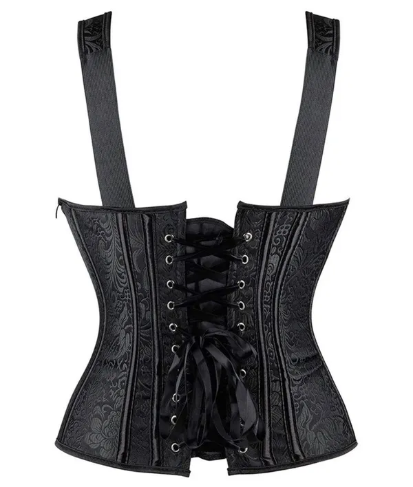 Strap corset with cups jacquard corset bustier tank top lace corset t shirt tee - Image 2
