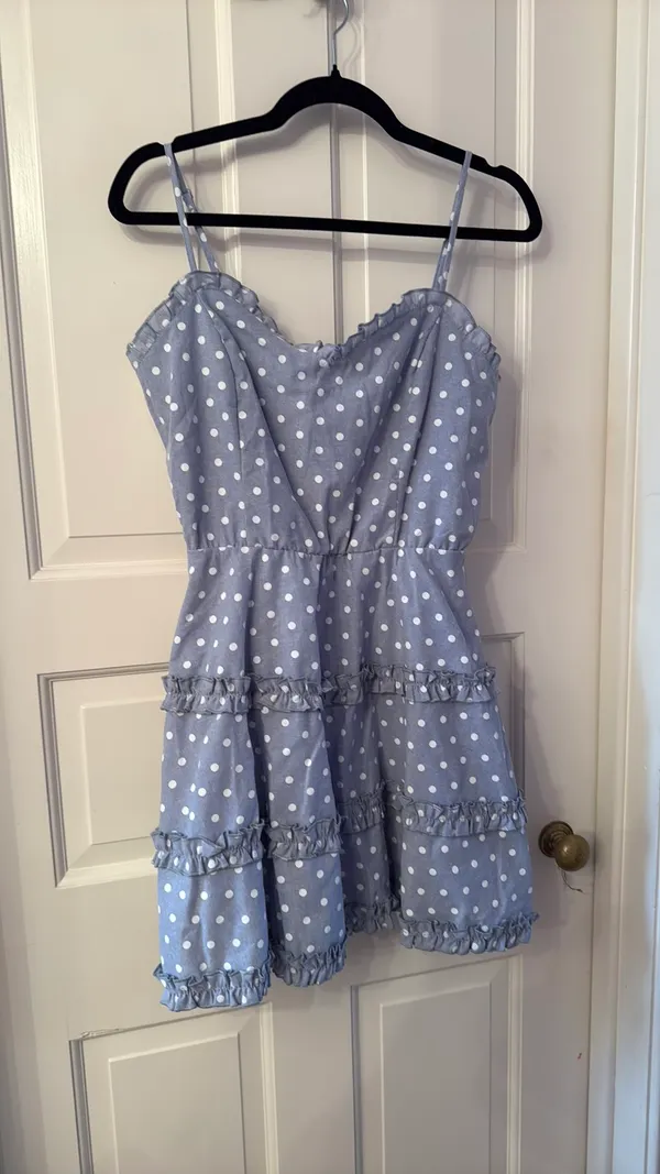 Francesca's Light Blue Polka Dot Dress - Image 2