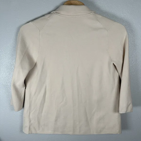Quince 100% Organic Cotton Knit Blazer Sz Large Alabaster Ivory Cardigan Sweater - Image 4