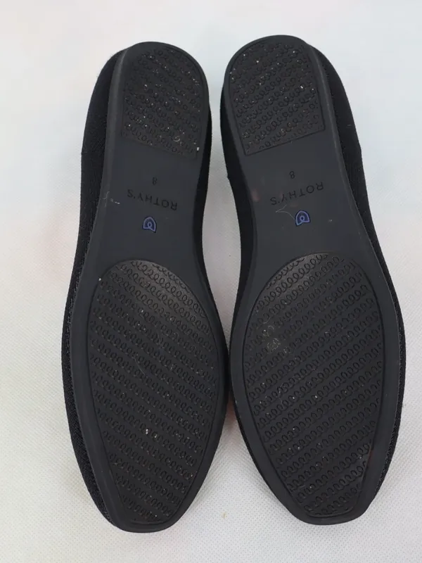 Rothy’s The Flat Women’s 8 Black Knit Ballet Flats Electric Blue Trim Washable - Image 10
