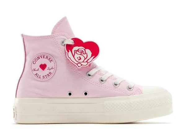 CONVERSE Chuck Taylor all star lift hi top pink hearts shoes sneakers sz 9 new - Image 8