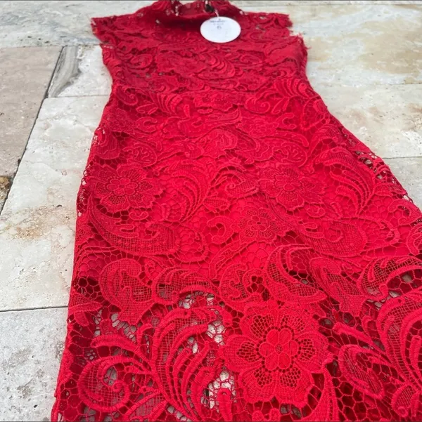 Boutique Red Lace Dress - Image 2