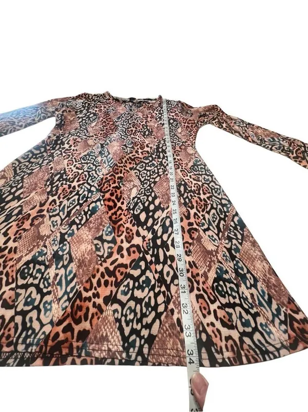 Boohoo Animal Print Puff Sleeve Shift Dress Sz 12 NWT - Image 7