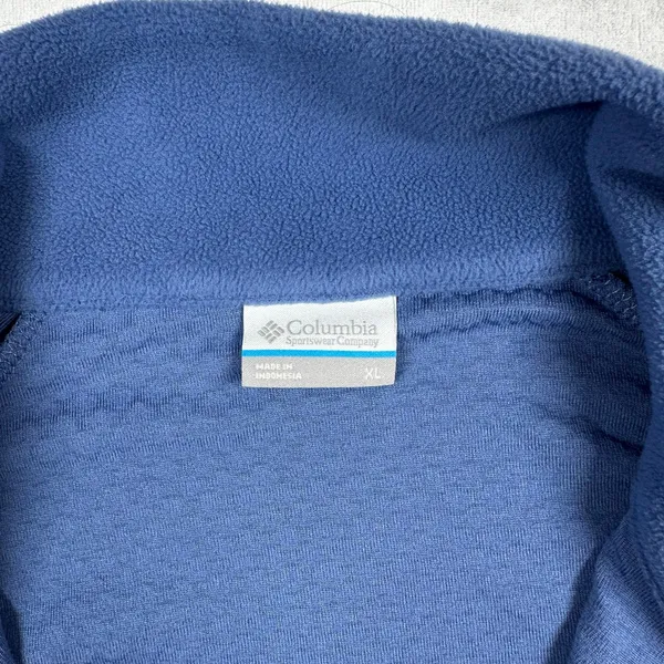 Columbia Fleece Pullover Quarter Zip Blue XL Textured Outdoor Jacket - Image 4