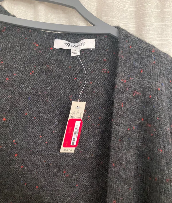 Madewell Black Speckled Long Cardigan With Pockets - Image 3