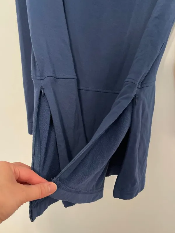 J. JILL Solid Blue Boat Neck Long Sleeve Fleece Lined Side Zip Zippers Tunic Top - Image 8