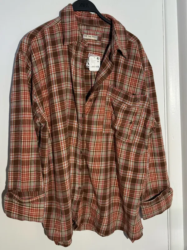 NWT! We The Free Brown, Rust & Pink Plaid Shirt Jacket - Image 5