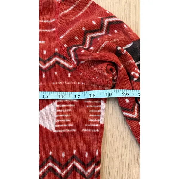 Lauren Ralph Lauren Aztec Red Quarter Zip 3/4 Sleeve Thermal Top Large - Image 5