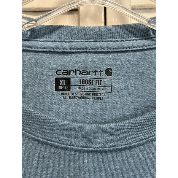 Carhartt Loose Fit Womens Size XL Long Sleeve T-Shirt Work Tee Blue Logo Graphic - Image 2