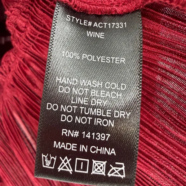 ASTR The Label Blouse Women M Wine Plisse Smocked Romantic Holiday - Image 7