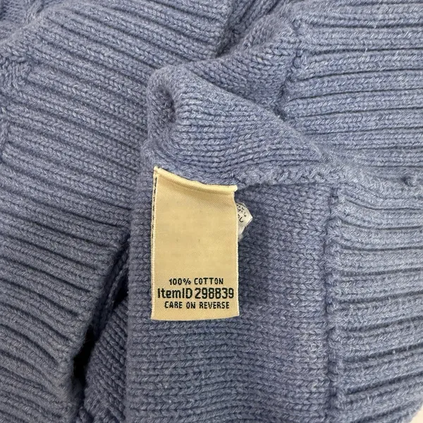 LL Bean Blue Double L Mixed Cable‎ Crew Neck Pullover Sweater Size MEDIUM - Image 11