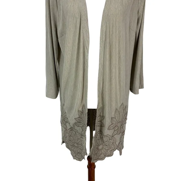 Soft Surroundings XL Tan Drape Open Front Long‎ Sleeve Cardigan Layering - Image 3