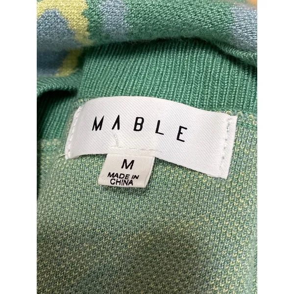 Mable Green Floral Knit Sleeveless Crew neck Cut Out Mini Bodycon Tank Dress M - Image 3
