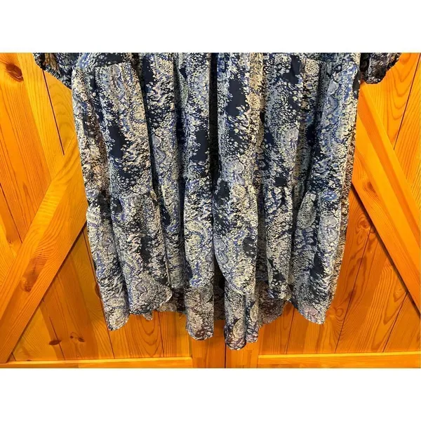 Joie XXL Parisian Paisley Blue Printed Midi Dress Tiered Flowy (4823) - Image 2