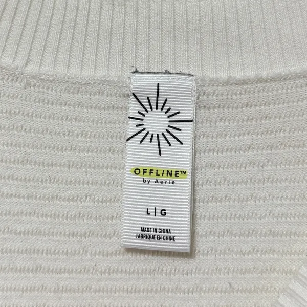 OFFLINE by Aerie Home Stretch Sweater Size Large White Boatneck Off The Shoulder - Image 3